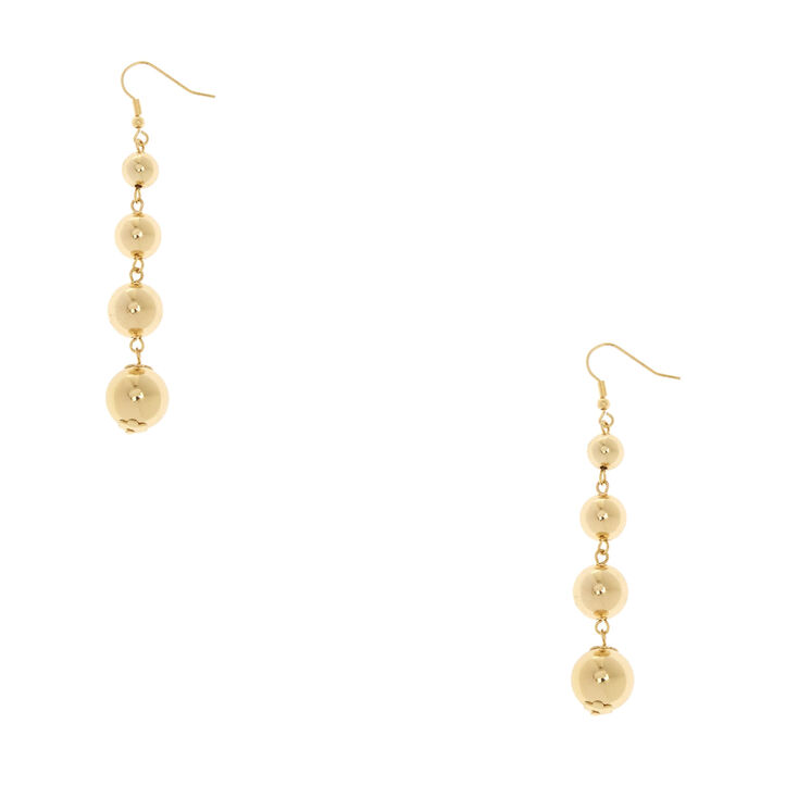 Gold Tone Graduated Ball Drop Earrings Claire S Gold Tone Graduated Ball Drop Earrings