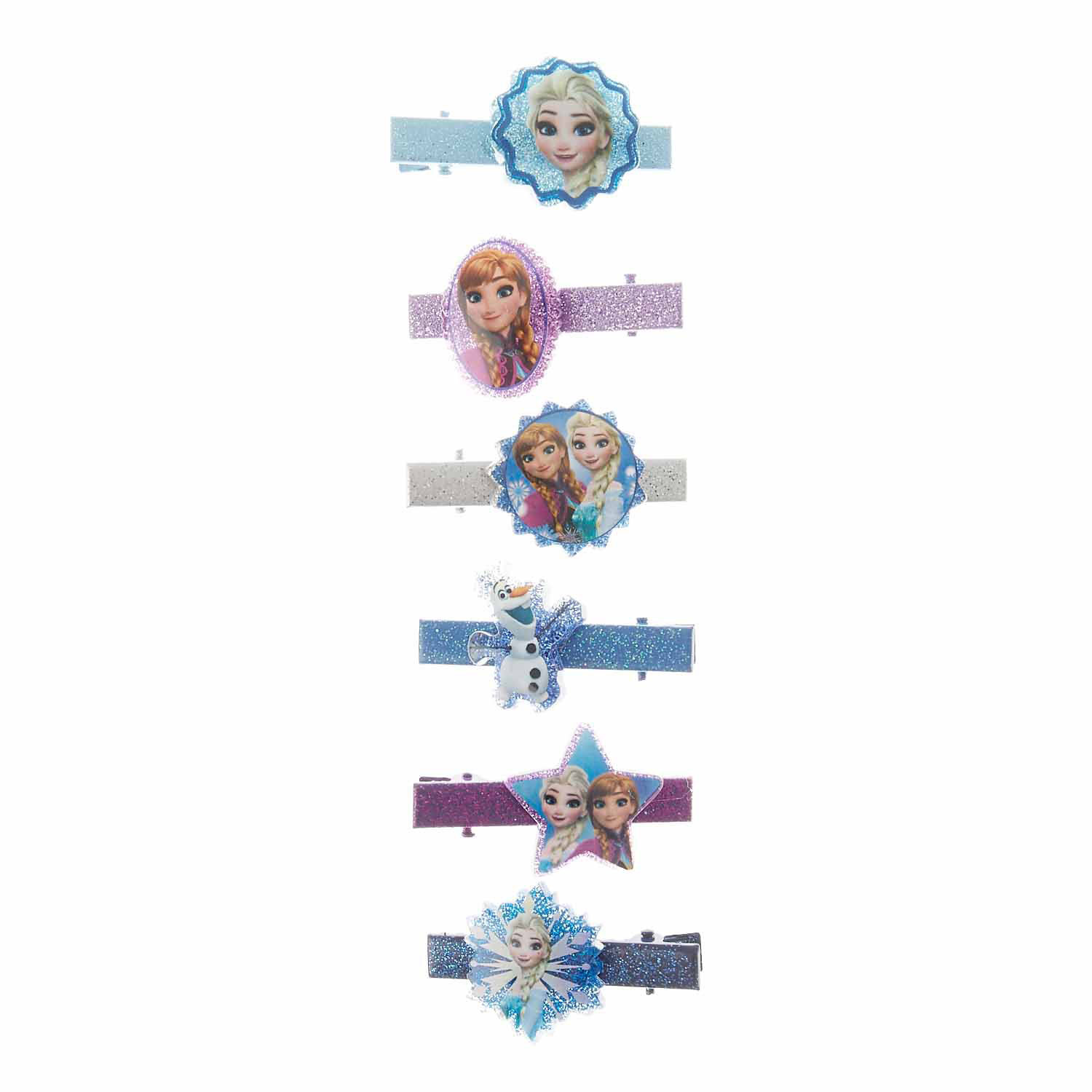 Frozen Glitter Hair Clips - 6 Pack,