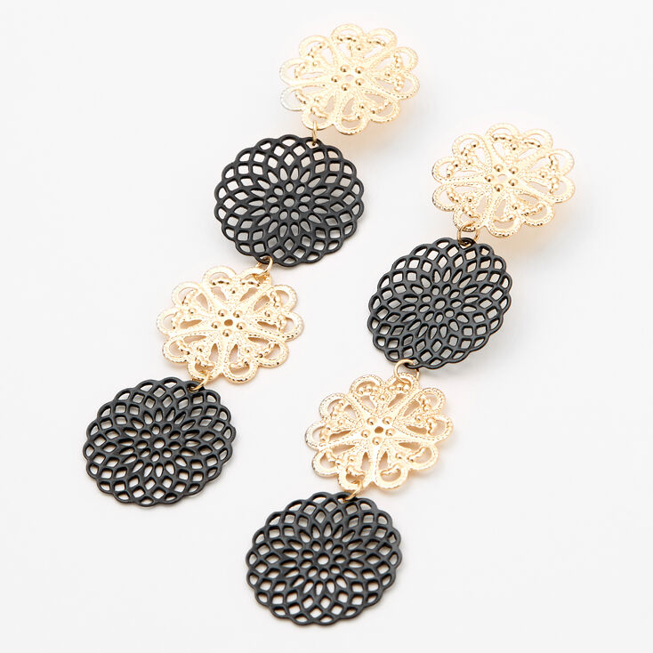 Claire's Pendantes linéaires en filigrane 6,5 cm couleur dorée — Noir