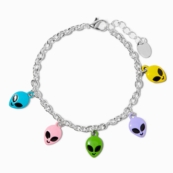 Rainbow Alien Silver Charm Bracelet,
