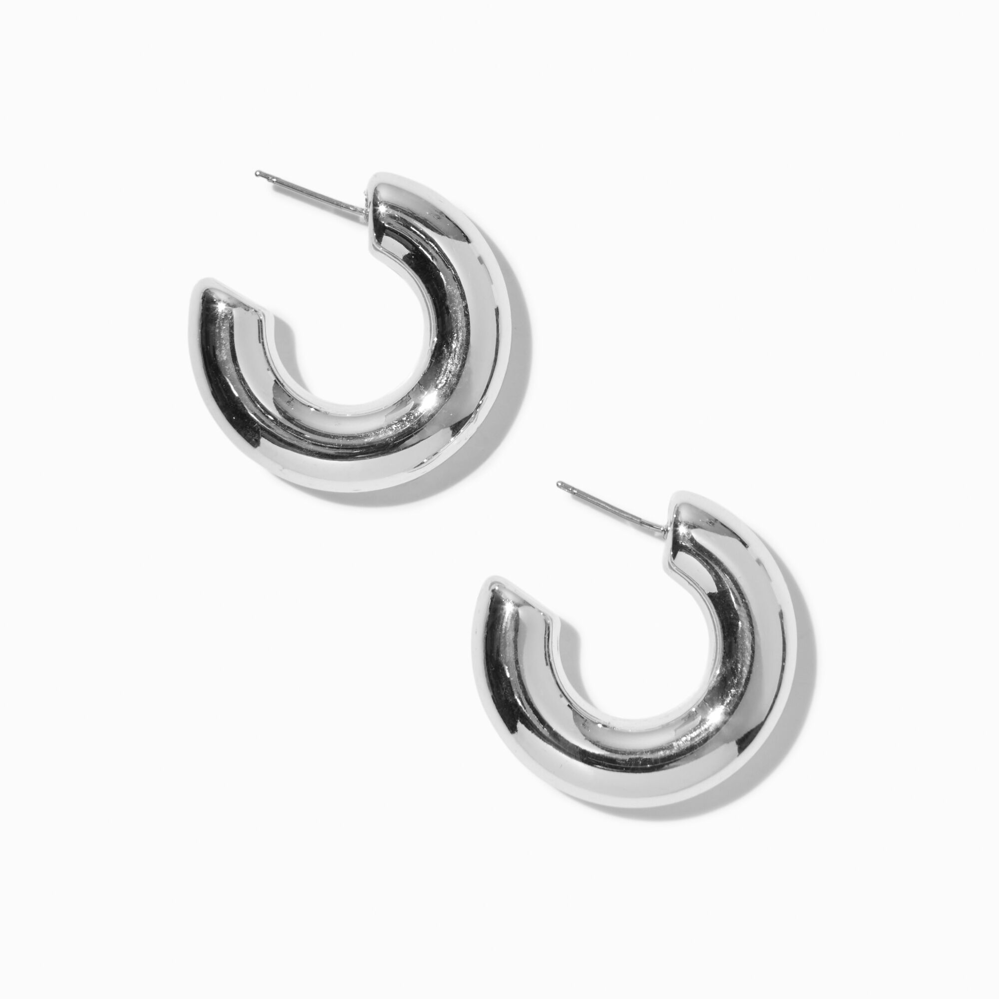 Silver-tone Thick 35mm Hoop Earrings,