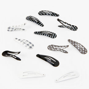 Claire&#39;s Club Black &amp; White Snap Hair Clips - 12 Pack,