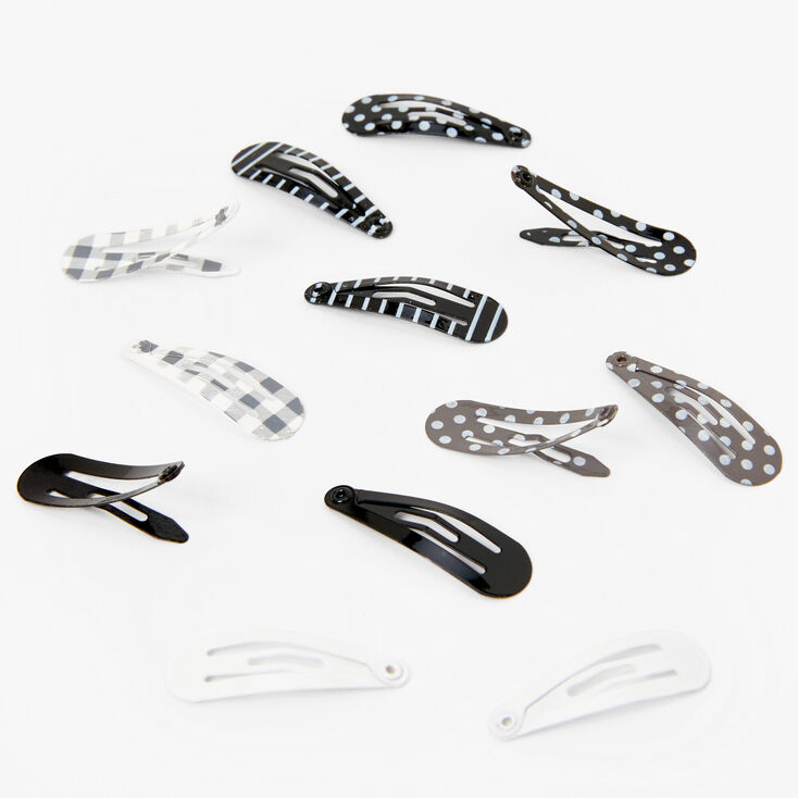 Claire&#39;s Club Black &amp; White Snap Hair Clips - 12 Pack,