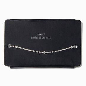 Bracelet de cheville perl&eacute; couleur argent&eacute;,