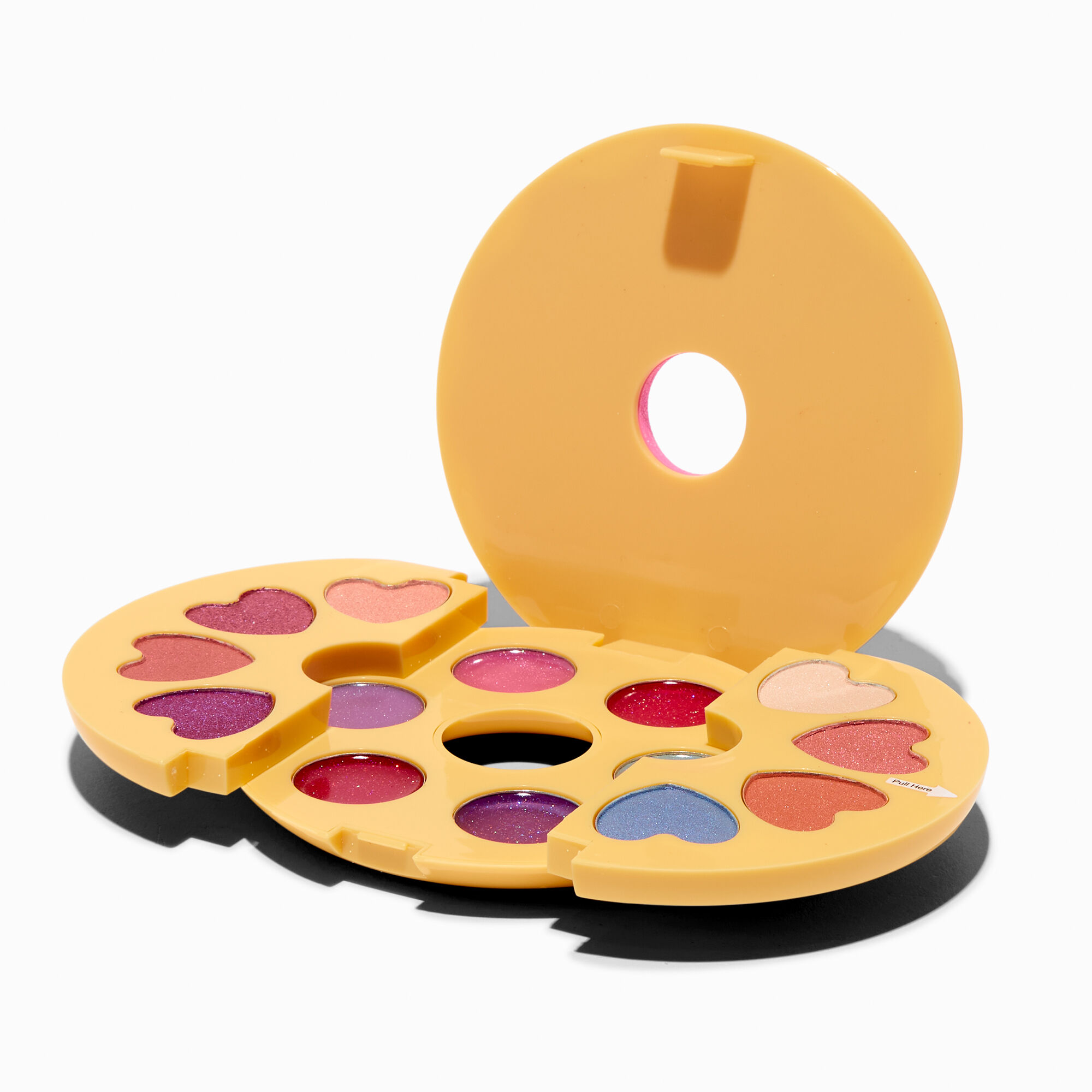 Palette compacte de maquillage donut avec vermicelles bling-bling rose,
