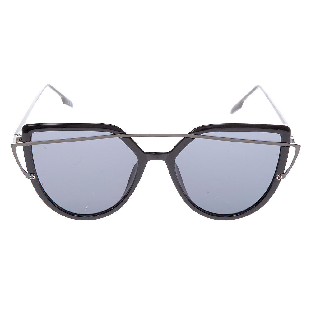 Lunettes de soleil aviateur noires avec ailes et barre aux sourcils Lunettes de soleil aviateur noires avec ailes et barre aux sourcils
