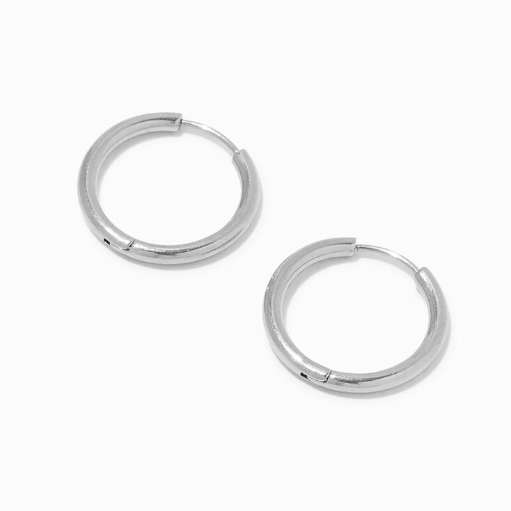 C LUXE by Claire&#39;s Silver-tone Titanium 14mm Tube Hoop Earrings,