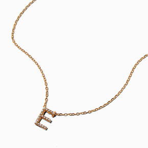 Gold-tone Mini Pearl Initial Chain Necklace - E,