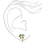 Gold Pearl Palm Tree Stud Earrings,