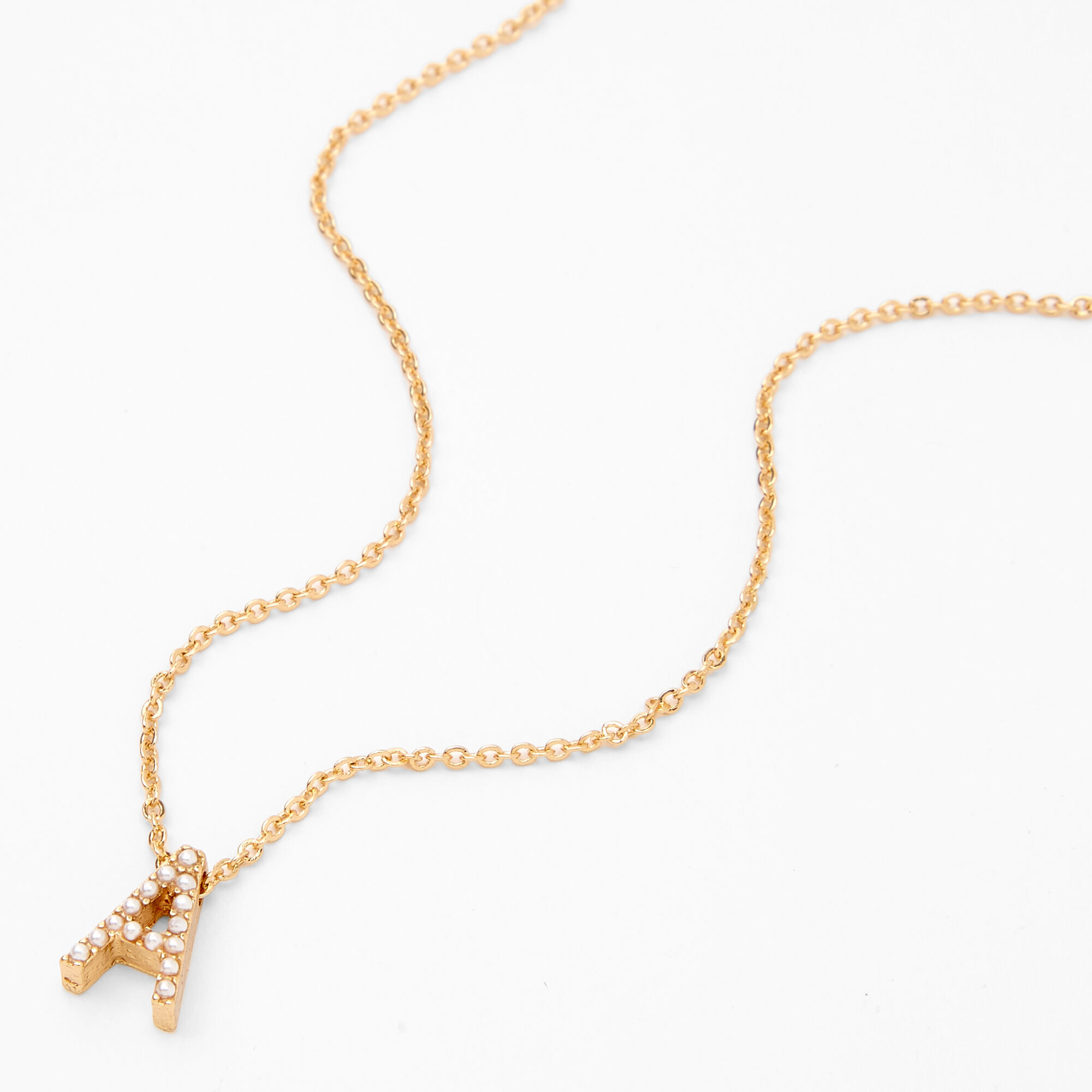Gold Mini Pearl Initial Pendant Necklace A Claire s US