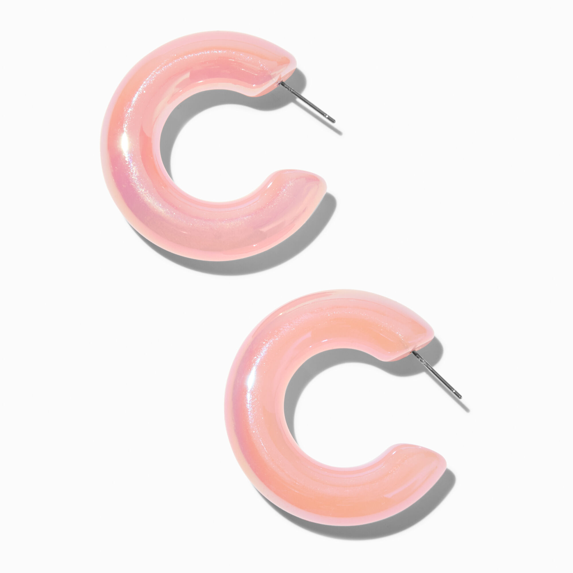 Pink Shimmer 30MM Resin Hoop Earrings Claire s US