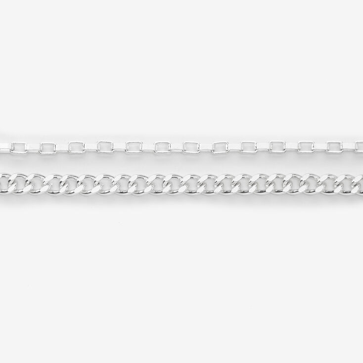 Silver Chain Layered Choker Necklace,