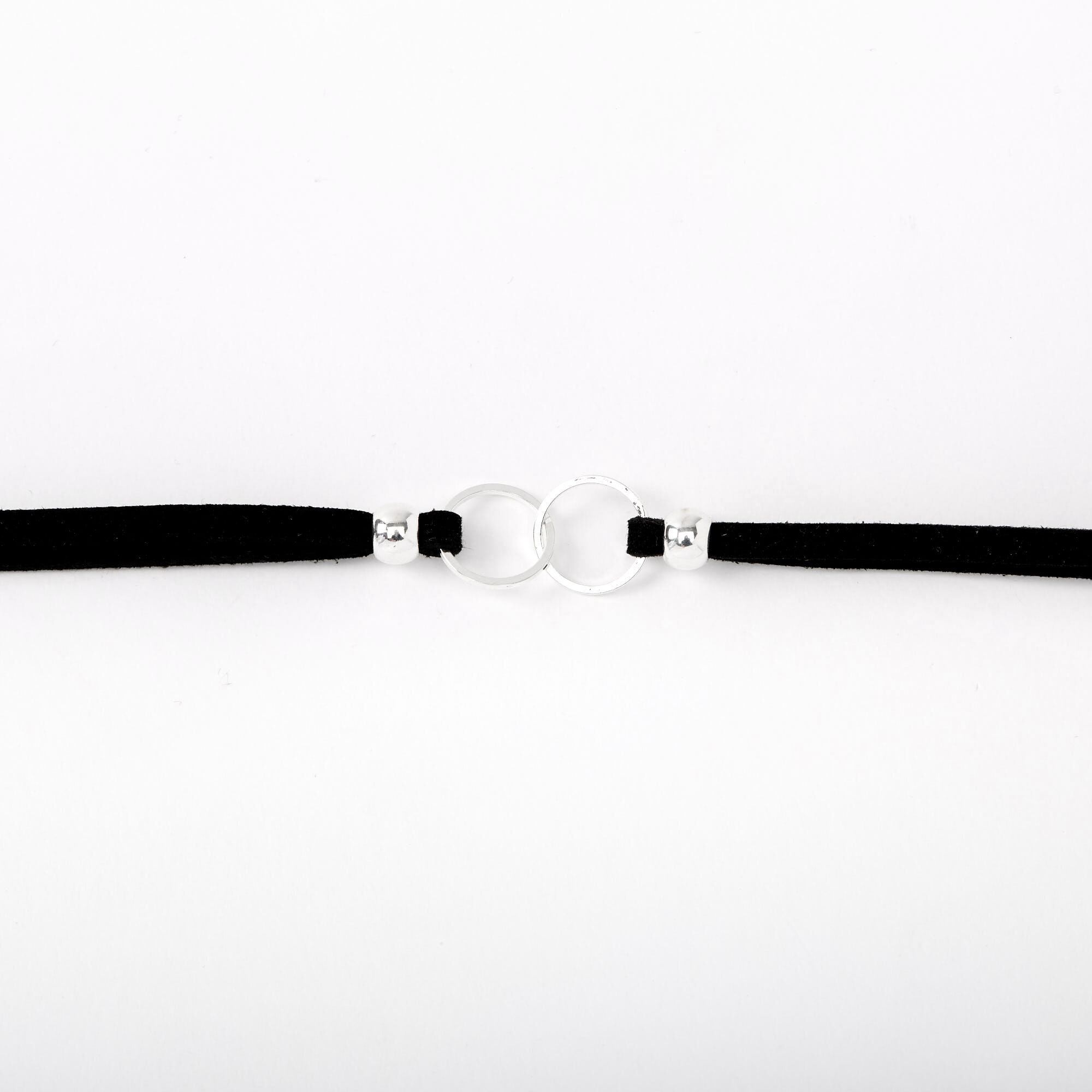 Double Circle Ring Choker Necklace - Black,
