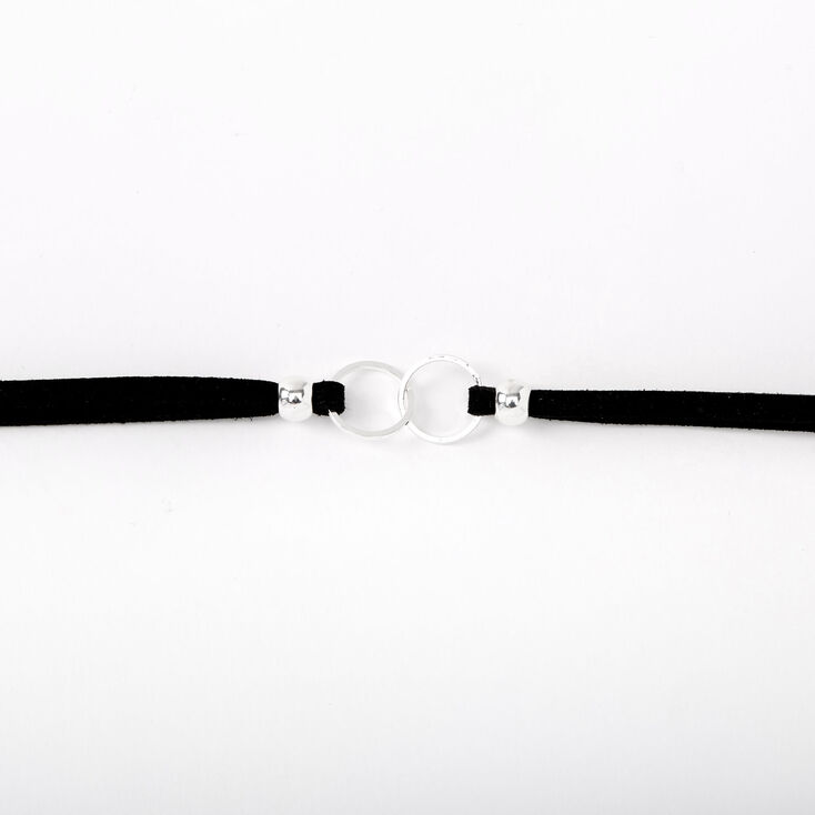 Double Circle Ring Choker Necklace - Black,