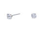 Silver-tone Cubic Zirconia Round Stud Earrings - 4MM,