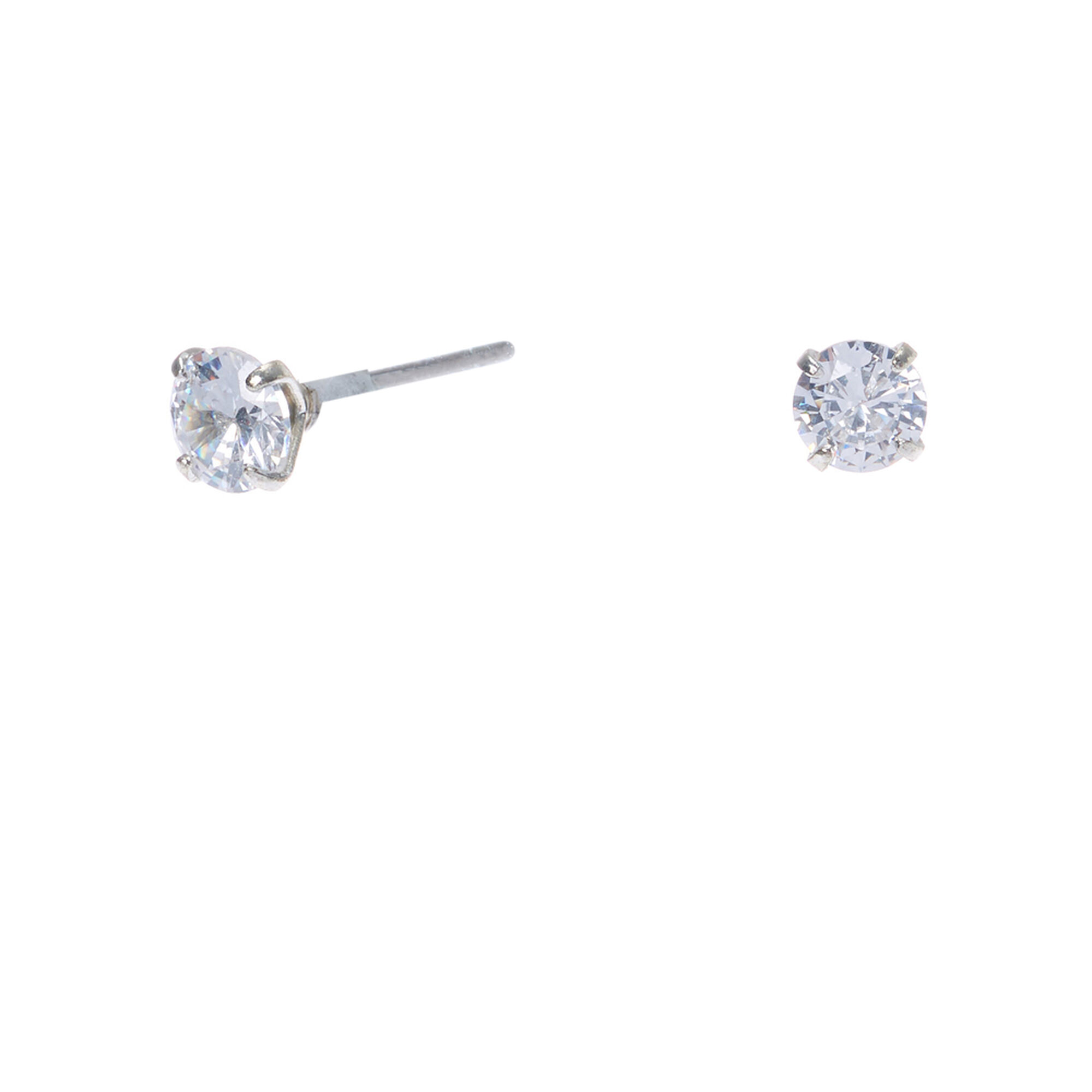 View Claires Tone Cubic Zirconia Round Stud Earrings 4MM Silver information