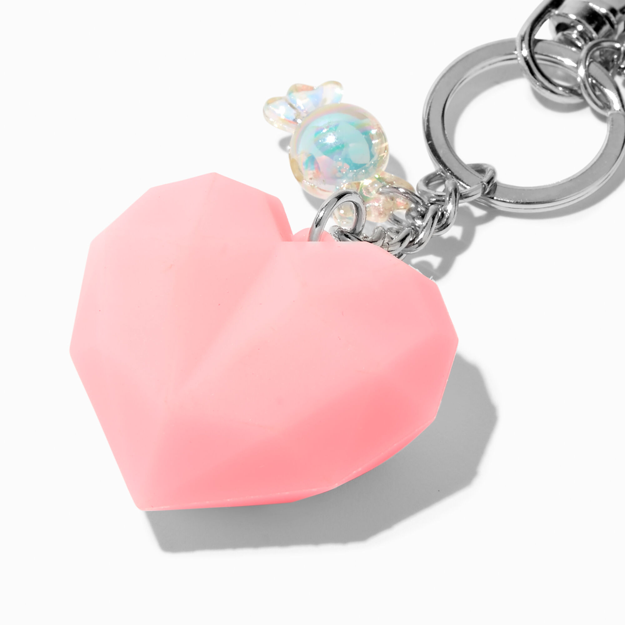 Pink Faceted Heart & Sweet Treats Keychain,