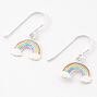 Sterling Silver 0.5&quot; Rainbow Drop Earrings,