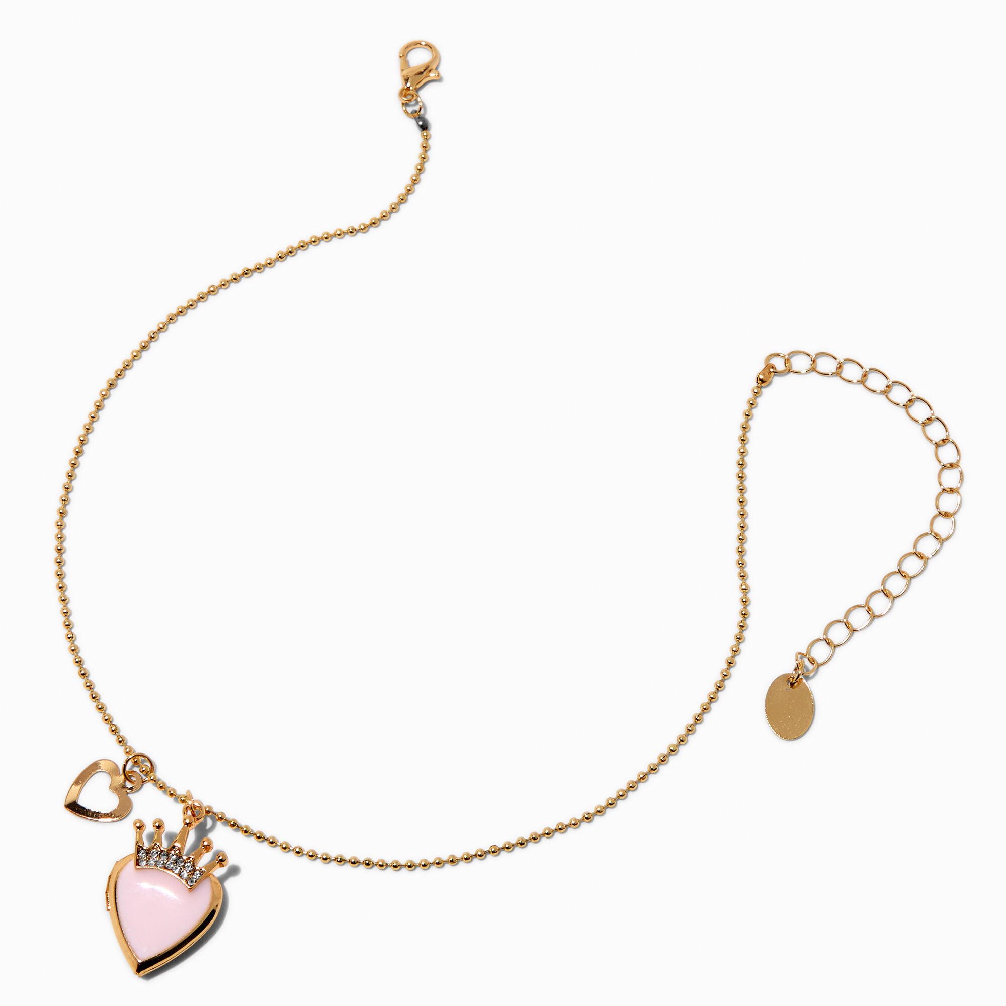 Claire's Club Pink Heart Princess Locket Pendant Necklace,