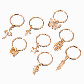 Gold Icon Hair Rings - 8 Pack,