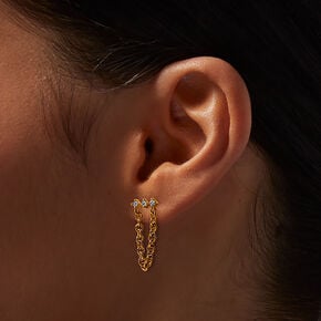 C LUXE by Claire&#39;s 18kt Gold Plated Cubic Zirconia Mini Chain Drop Earrings,