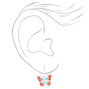 Silver 0.75&quot; Enamel Butterfly Drop Earrings,