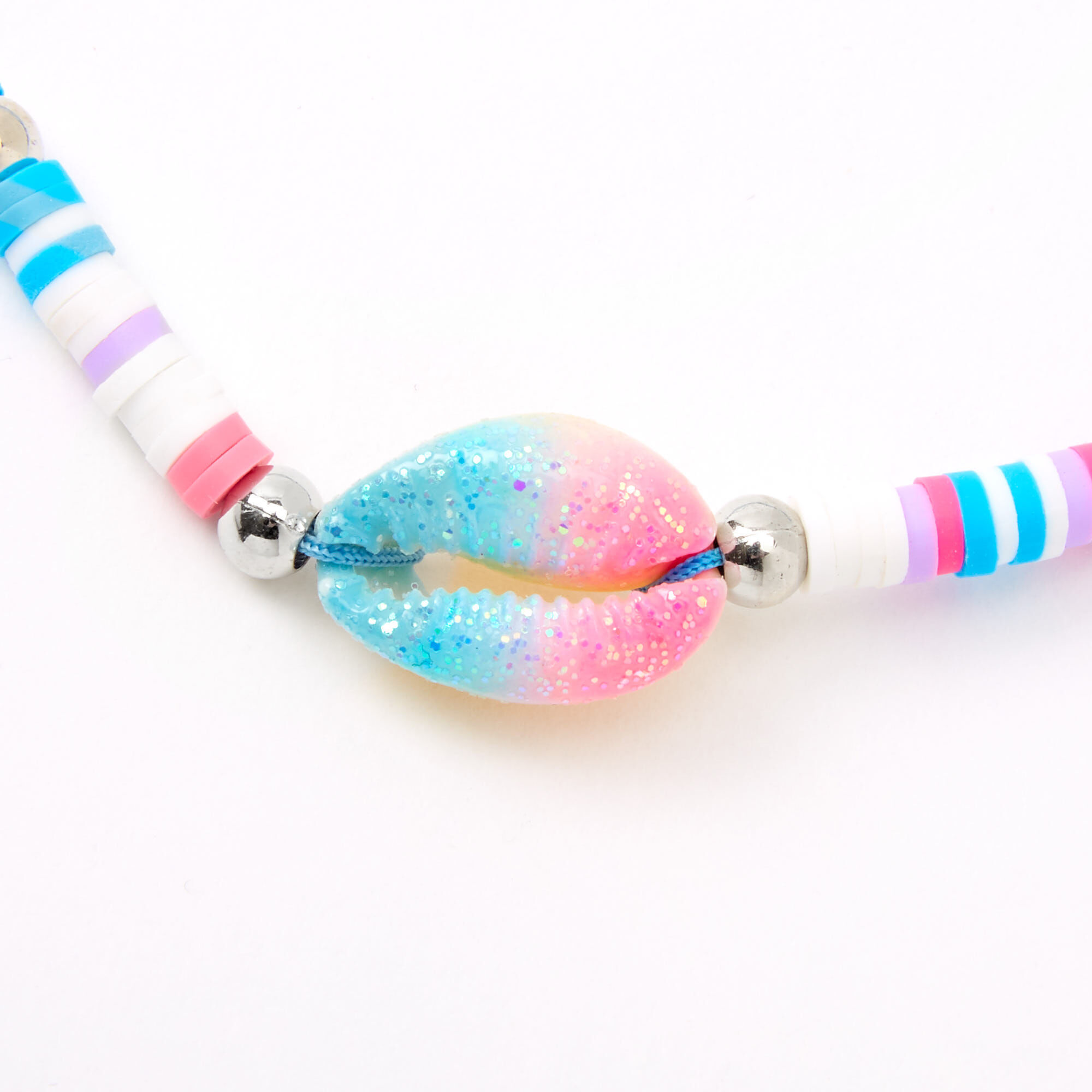 Blue, Pink, & Purple Cowrie Shell Adjustable Bracelet,
