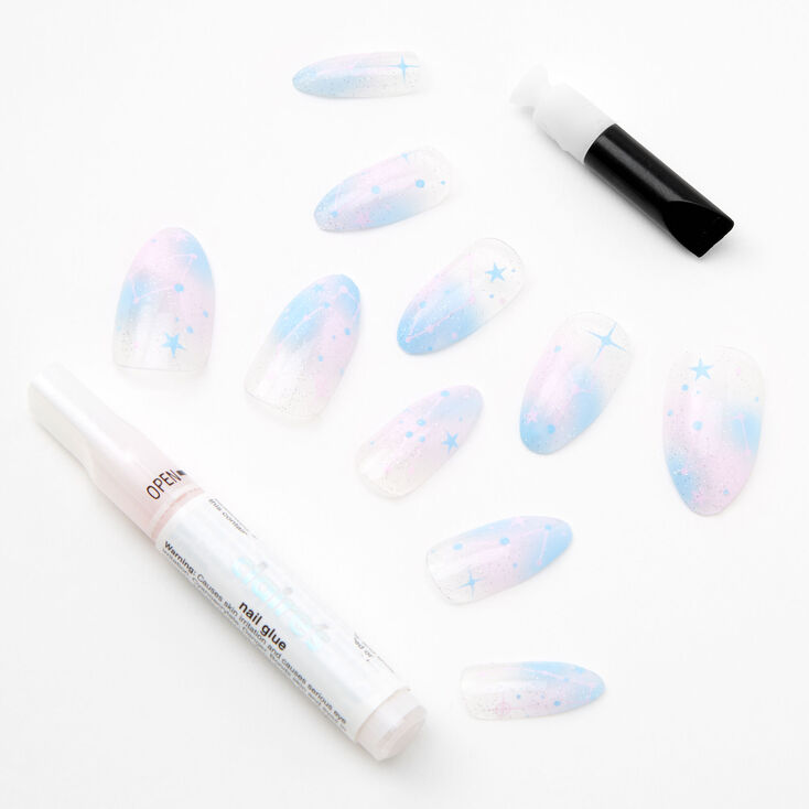 Pastel Galaxy Jelly Stiletto Faux Nail Set - 24 Pack,