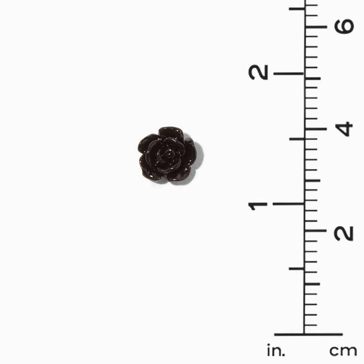 Black Carved Rose Stud Earrings,