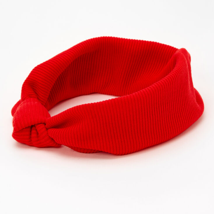 Ribbed Knotted Headwrap - Red,