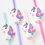 Rainbow Plastic Unicorn Straws - 4 Pack,