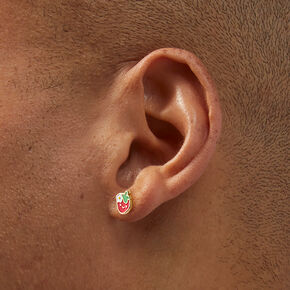 18kt Gold Plated Enamel Strawberry Stud Earrings,