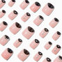 Black &amp; Nude Bling Short Square Vegan Faux Nail Set - 24 Pack,