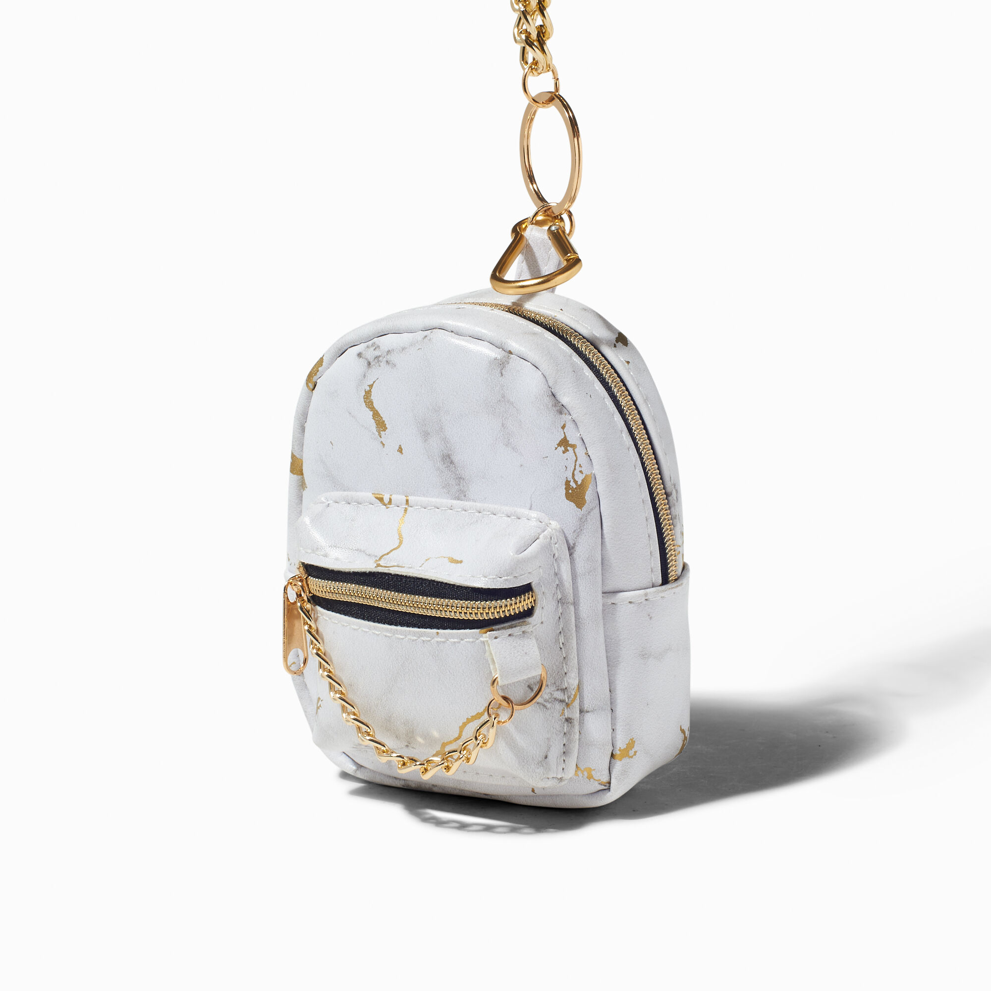 View Claires en Marble Mini Backpack Keyring Gold information