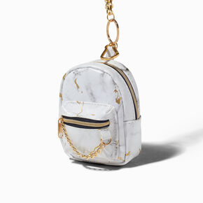 Claire's Girls Marble Mini Backpack Keychain, White, 91295, Girl's, Size: One Size