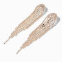 Rose Gold Rhinestone 4&quot; Disco Fringe Drop Earrings,