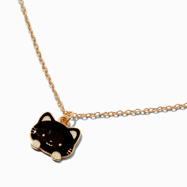 Mood Black Cat Head Pendant Necklace,