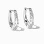 C LUXE by Claire&#39;s Sterling Silver 1/10 ct. tw. Laboratory Grown Diamond 10MM Embellished Double Hoop Earrings,