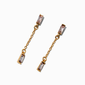 Gold-tone Baguette Chain Linear Drop Earrings,