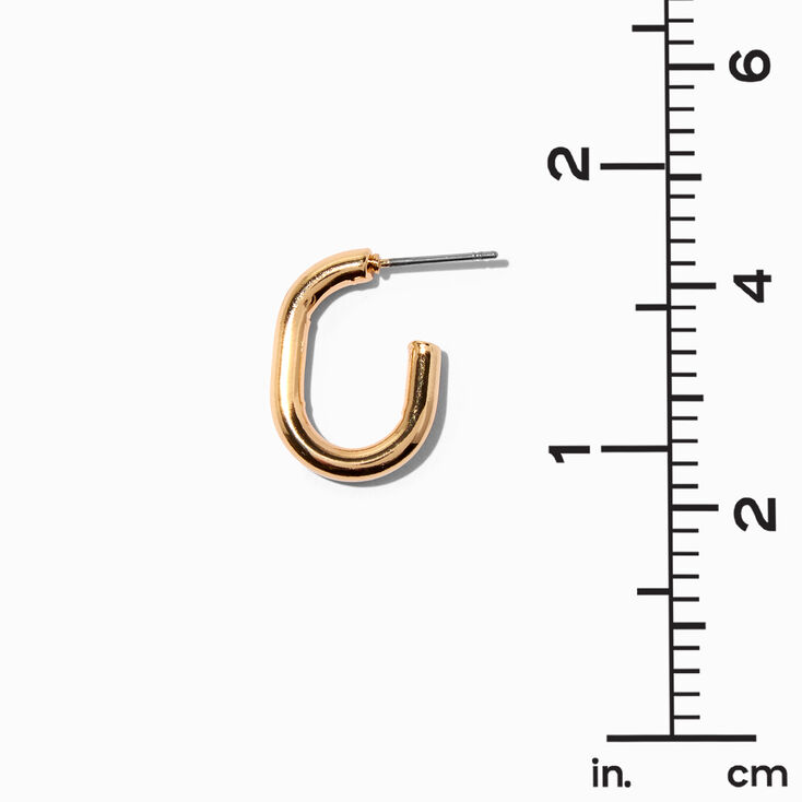 Gold-tone 20mm Half Tube Square Oval Hoop Earrings,