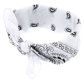 Paisley Bandana Headwrap - White,