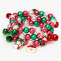 Christmas Charm Beaded Stretch Bracelets - 3 Pack,