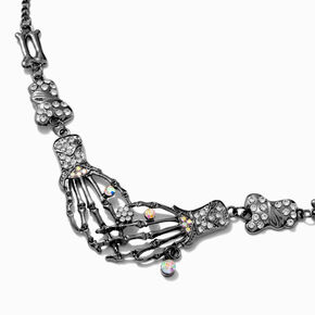 Silver-tone Lover Skeleton Hands Pendant Necklace,
