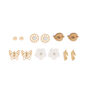 Gold Spring Floral Stud Earrings - 6 Pack,