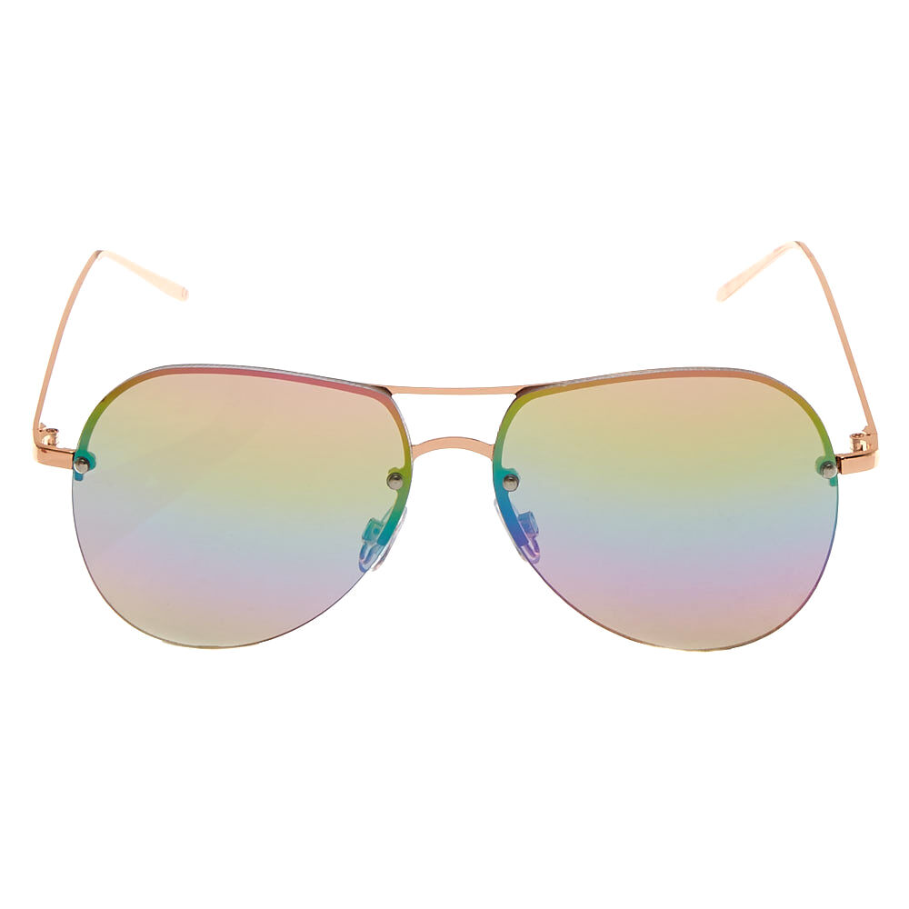 Rainbow Lens Rimless Aviator Sunglasses,