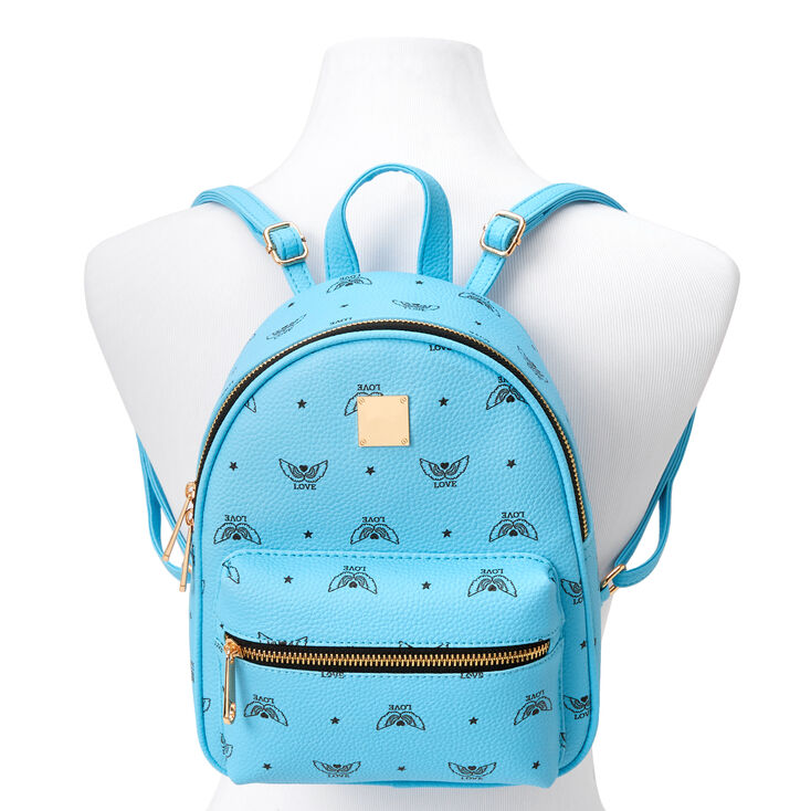 Blue Love Angel Wings Small Backpack,