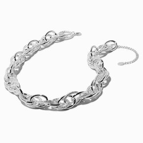 Silver-tone Mega Textured Extended Length Chain Necklace,