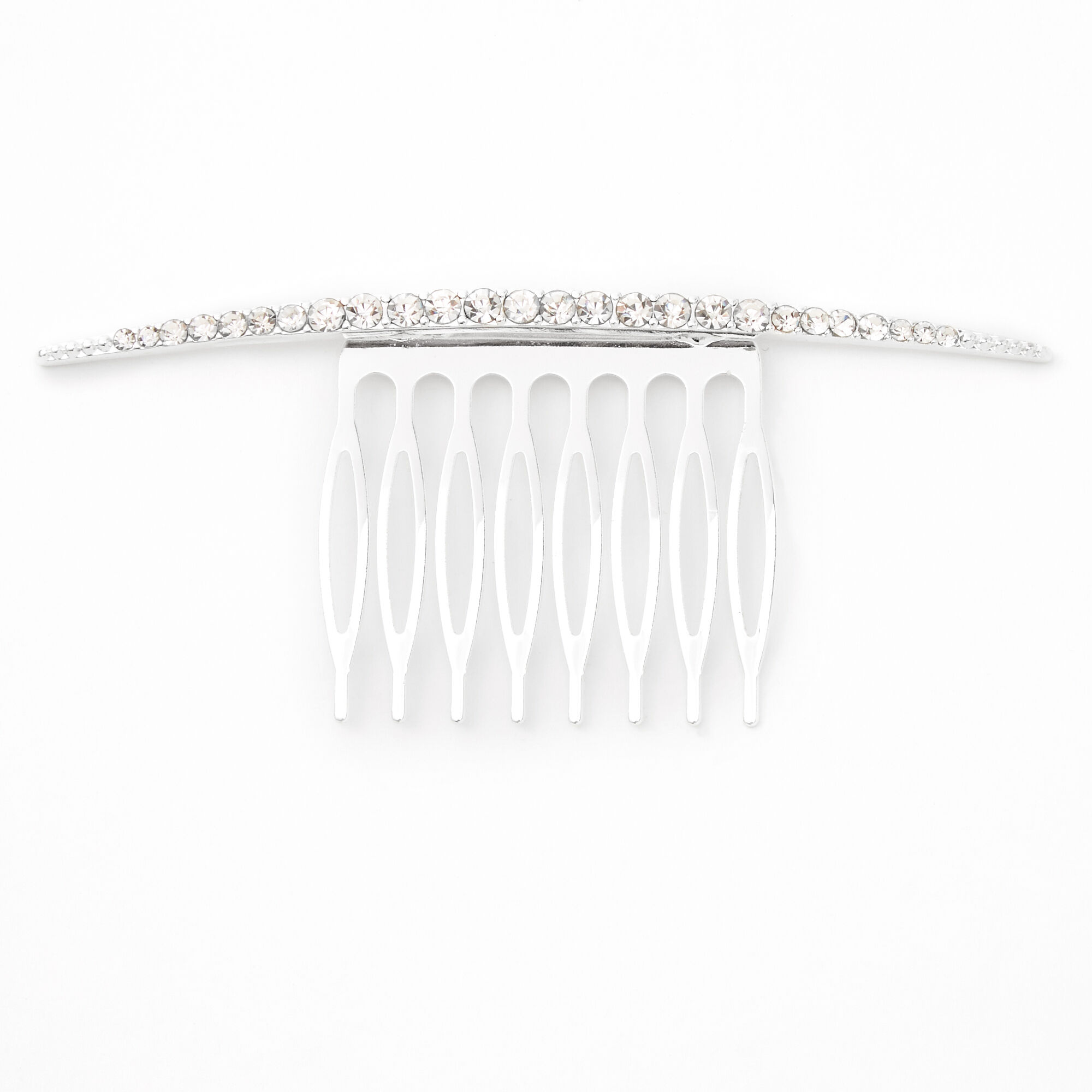 View Claires Graduated Rhinestone Hair Comb Silver information