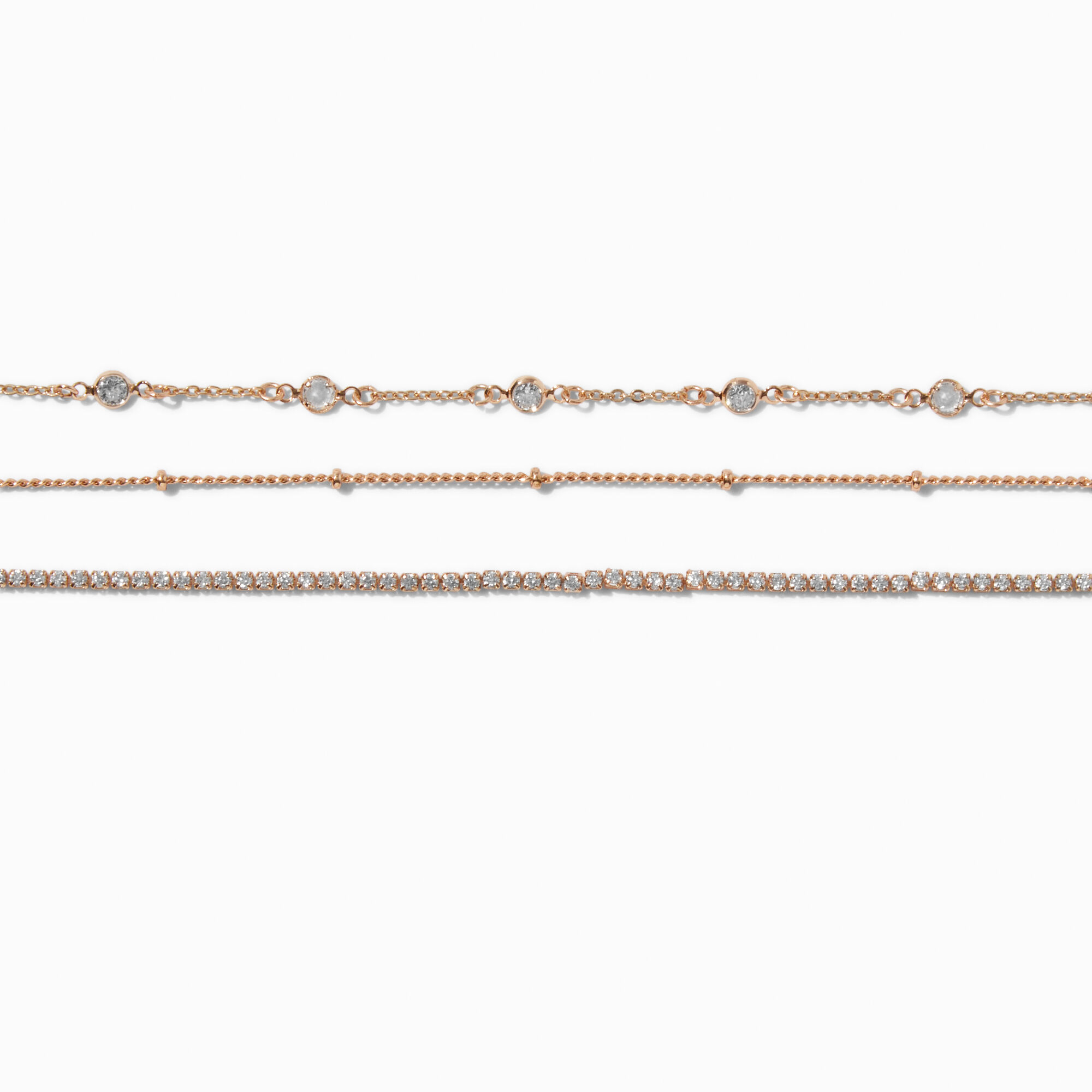 Bracelets de chaîne confetti en zircon cubique couleur dorée - Lot de 3,