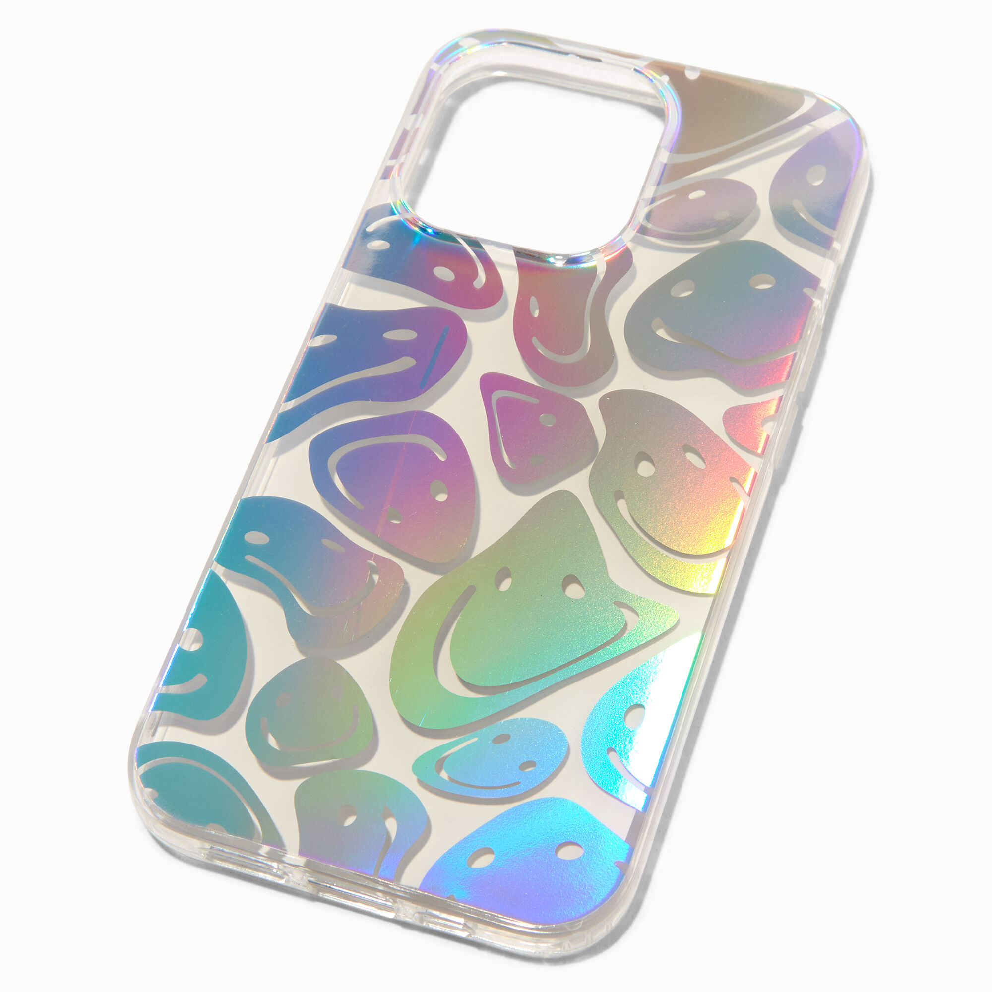 View Claires Holographic Happy Face Protective Phone Case Fits Iphone 13 Pro information